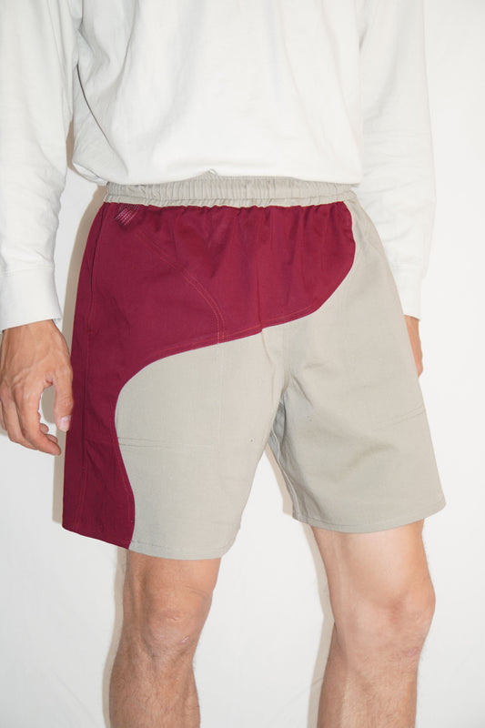 Zoomies Shorts in Burgundy / Beige