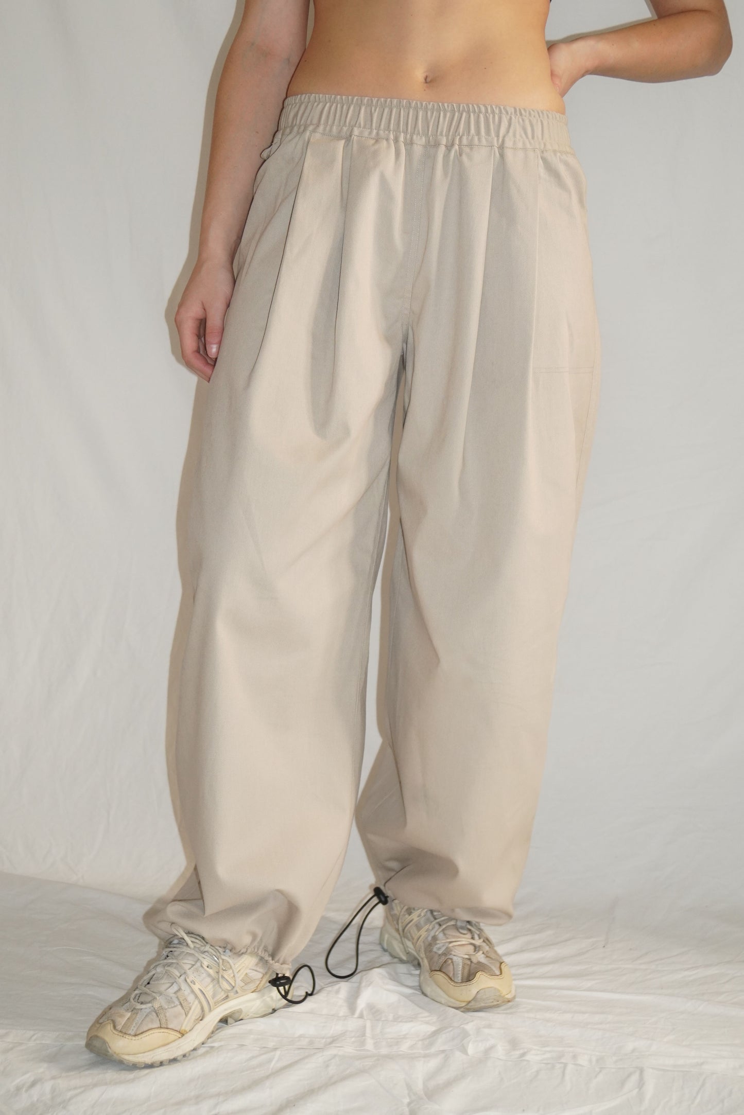 The Granite Pleated Pants in Beige