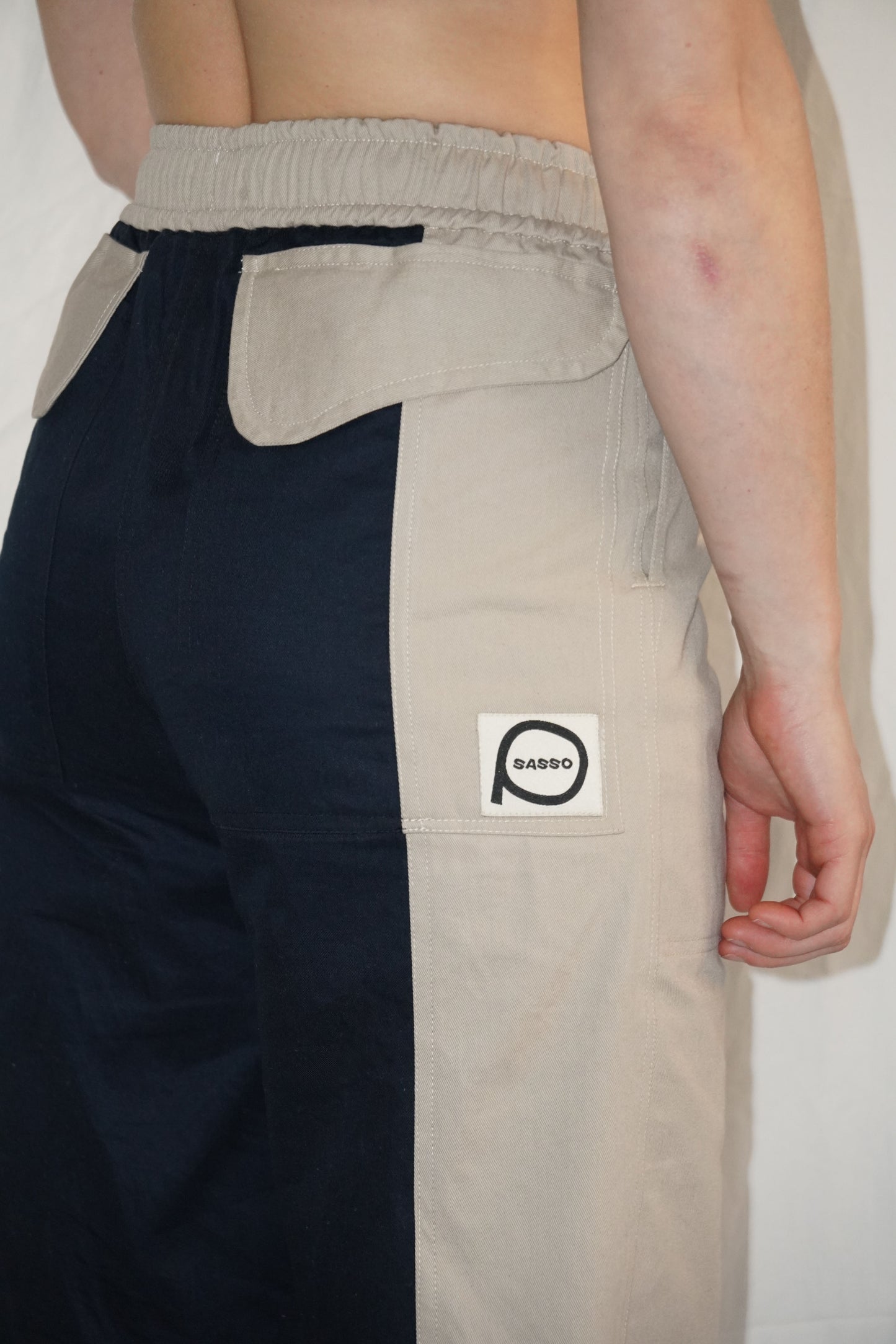 The Pilot Pant in Navy/Beige