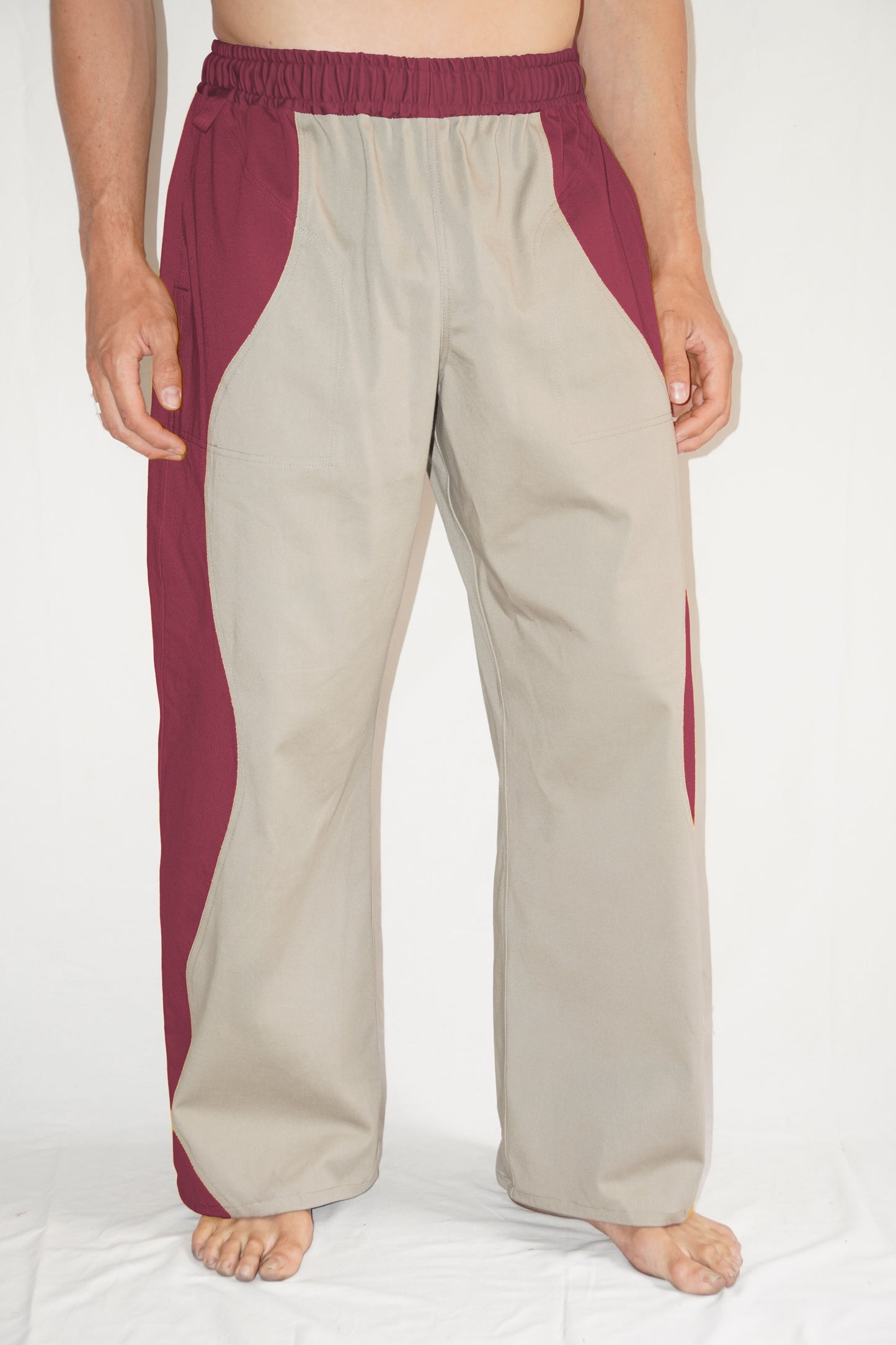 The Poppy Pants in Bordeaux / Beige