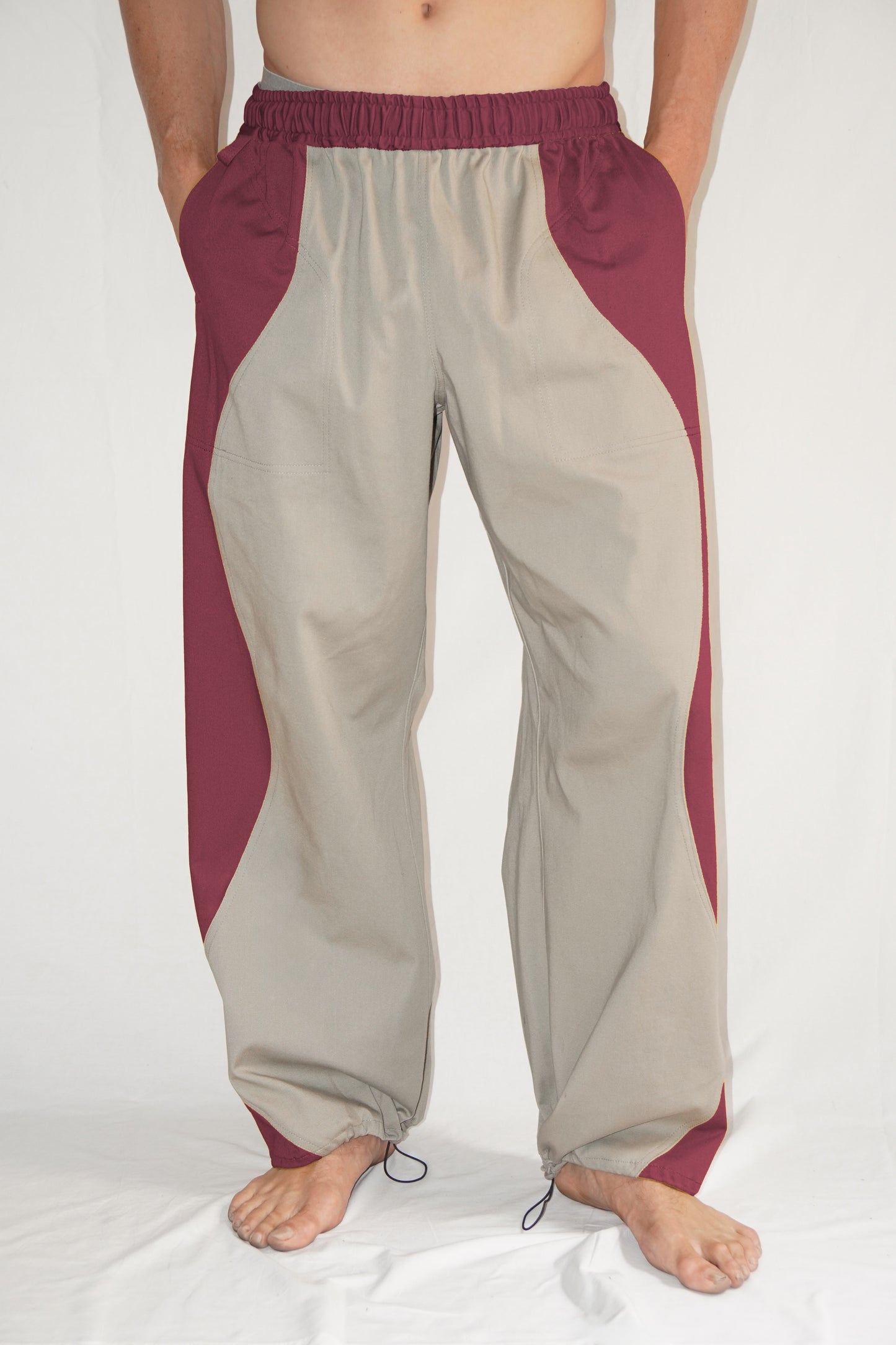 The Poppy Pants in Bordeaux / Beige