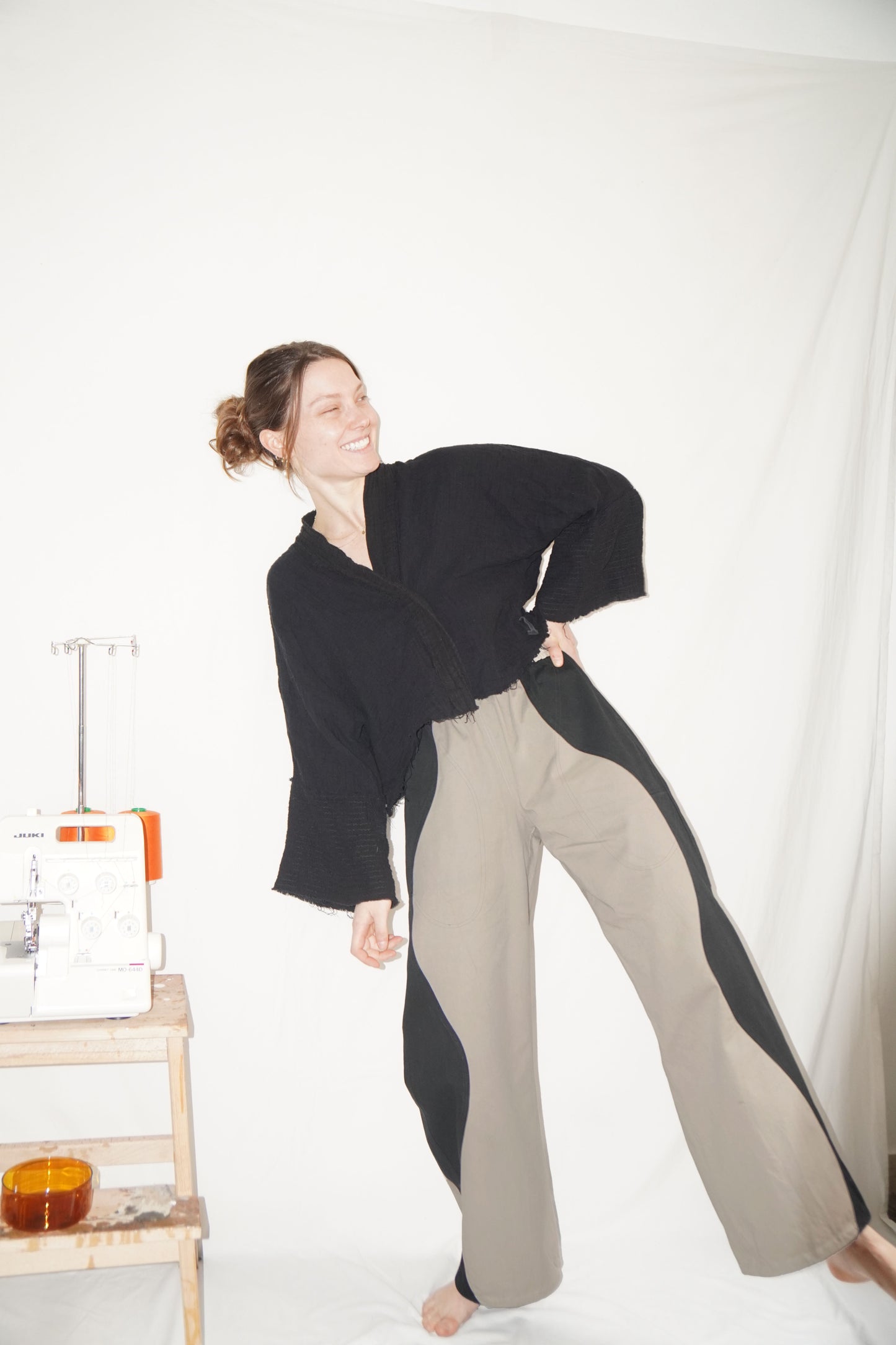 The Poppy Pants in Black/Beige