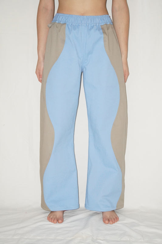 The Poppy Pants in Sky/Beige