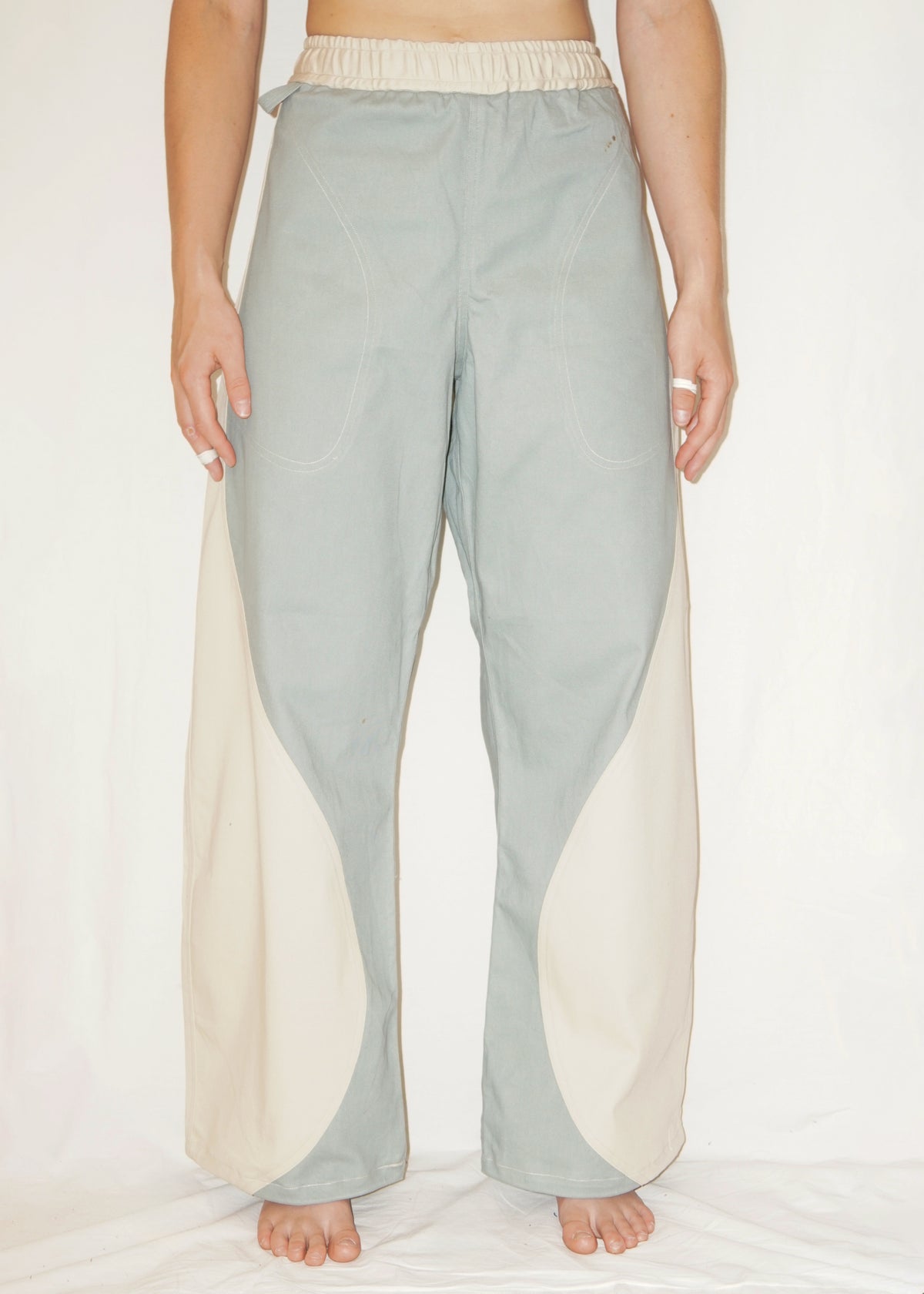 Raindrop Pants in Mint/Cream
