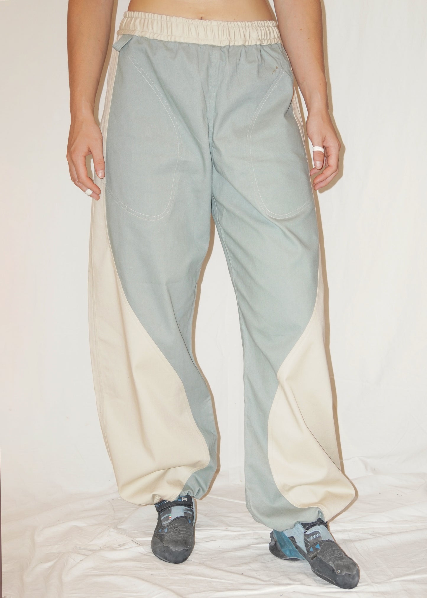 Raindrop Pants in Mint/Cream