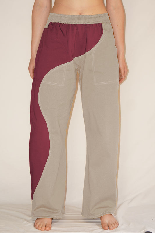 The Zoomies Pants in Bordeaux / Beige